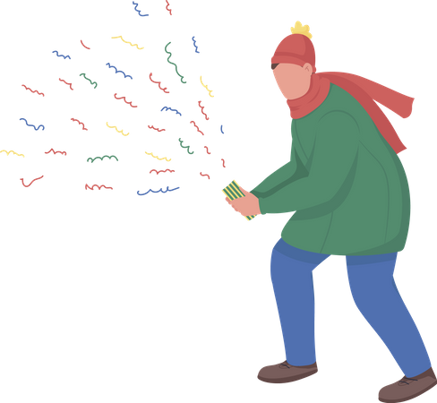 Guy holding confetti cracker  Illustration