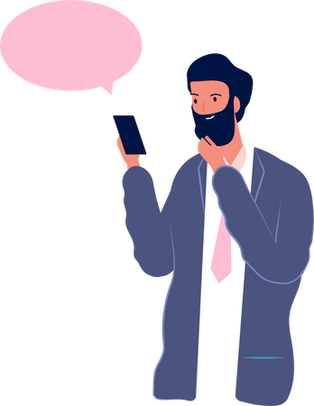 Guy Holding Smartphone  Illustration