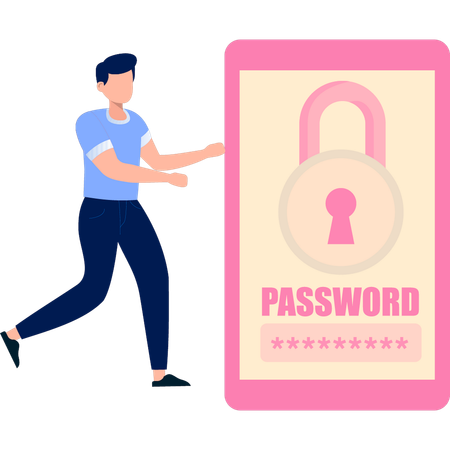 Guy is asking about entering the password  Illustration