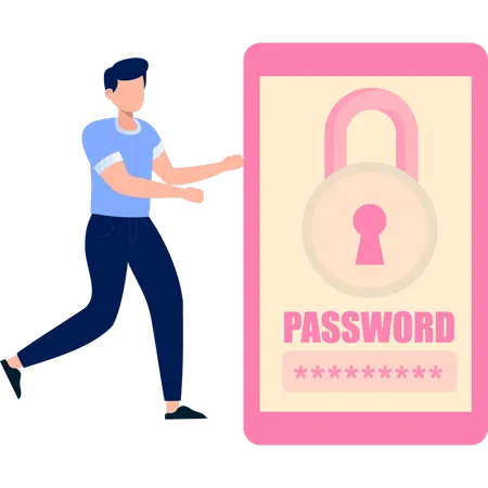 Guy is asking about entering the password  Illustration