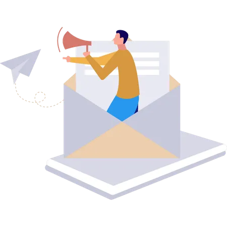 Guy is doing email marketing  Illustration