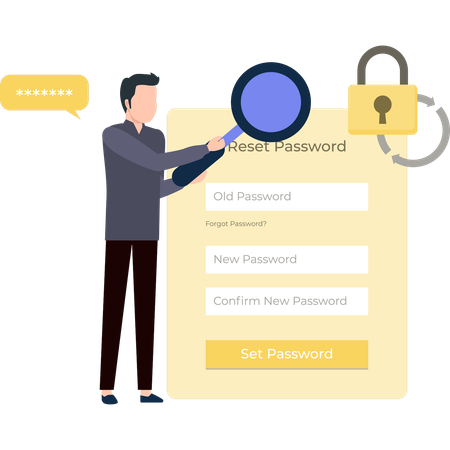 Guy is looking for a password reset  Illustration