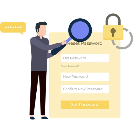 Guy is looking for a password reset  Illustration
