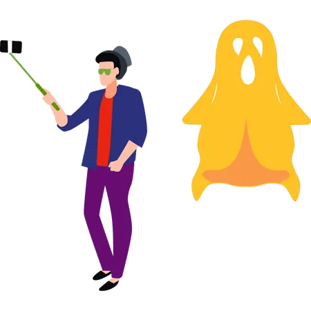 The Guy Is Making Halloween Videos Illustration