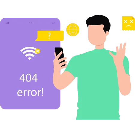 Guy is seeing mobile 404 error  Illustration