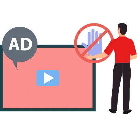Guy is showing ad block for video.  Illustration