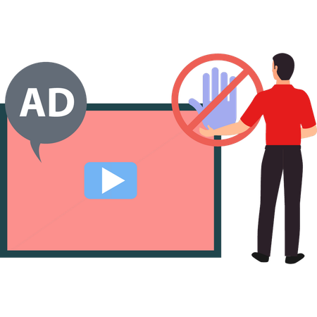 Guy is showing ad block for video.  Illustration