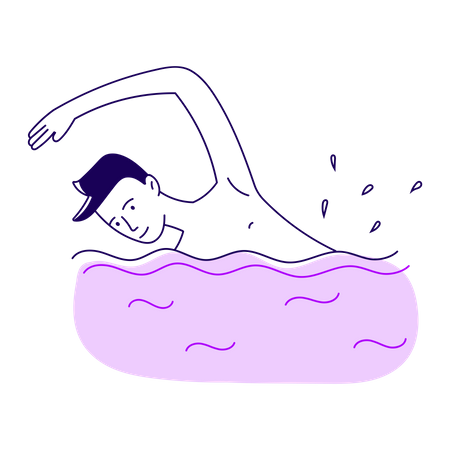 Guy Is Swimming In The Pool Illustration