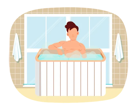 Guy is taking bath  Illustration
