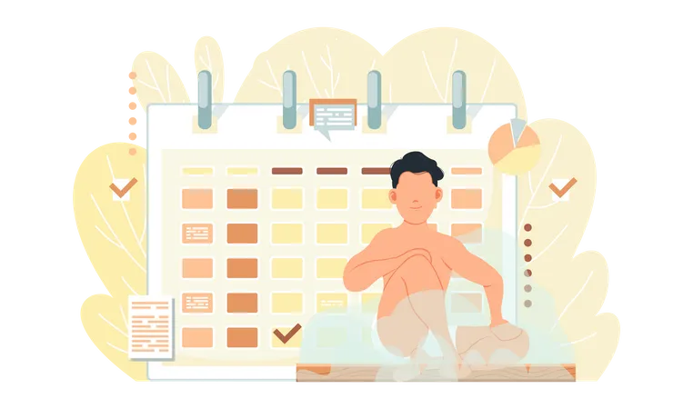 Guy is taking steam bath  Illustration