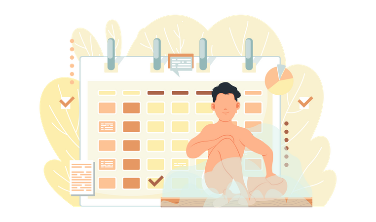 Guy is taking steam bath  Illustration