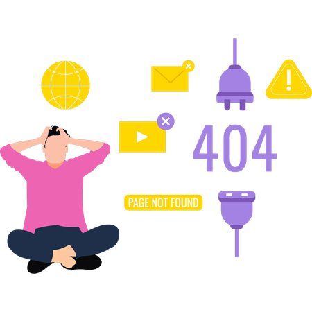 Guy is worried about the 404 error  Illustration