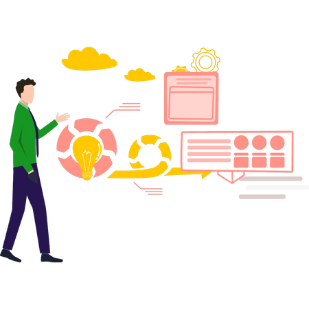 Guy looking at agile work chart  Illustration