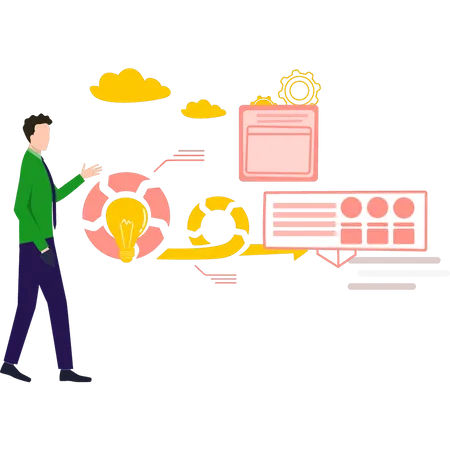 Guy looking at agile work chart  Illustration