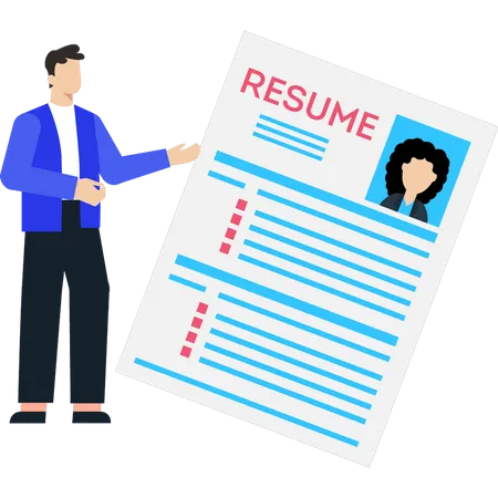 A Guy Looks At A Resume Illustration
