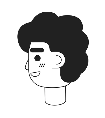Guy Looking Back With Happy Smirk Monochromatic Flat Vector Character Head Black White Avatar Icon Editable Cartoon User Portrait Simple Lineart Spot Illustration For Web Graphic Design Animation Illustration