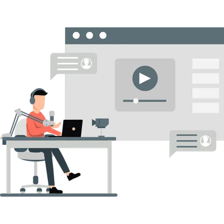 Guy making content videos  Illustration