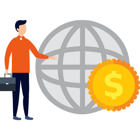 Guy making money globally  Illustration