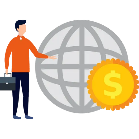 Guy making money globally  Illustration