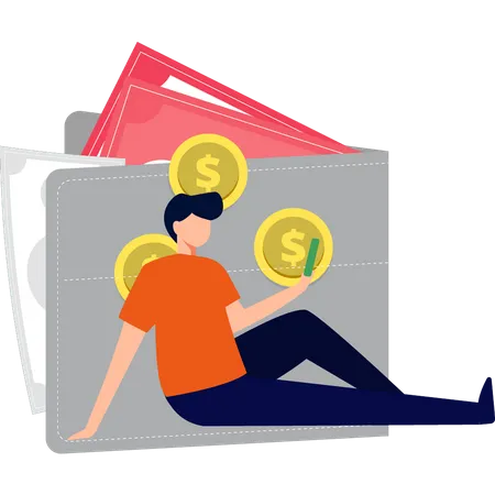 Guy making money online  Illustration