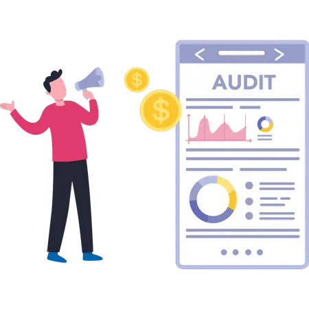 The Guy Is Marketing The Audit Illustration