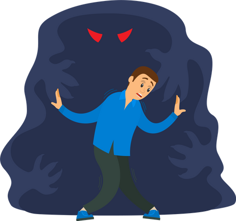 Guy next to monster  Illustration