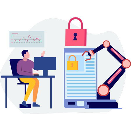 Guy parle des paramètres de compte en ligne  Illustration