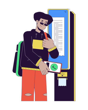 Guy paying for ticket with NFC  Illustration