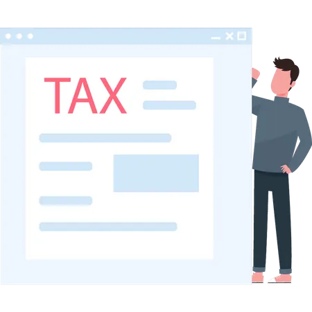 Guy Pays Tax Online Illustration