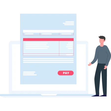 Guy paying  tax online  Illustration