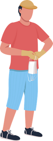 Guy picks up disposable surgical masks  Illustration