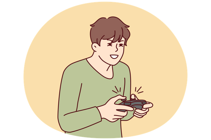 Guy play computer game  Illustration