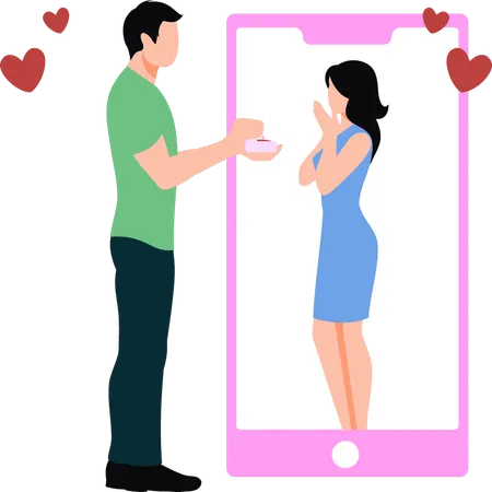 A Guy Proposing To A Girl Online Illustration