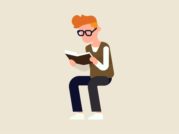 Guy reading book  Illustration