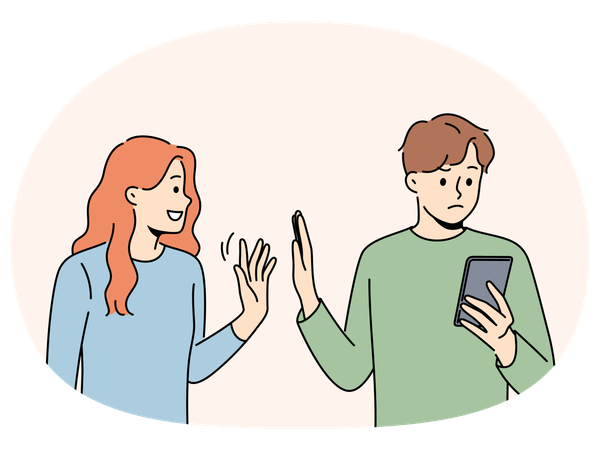 Guy reject persistent girl showing interest  Illustration