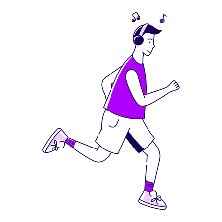 Guy running while listening to music  Illustration