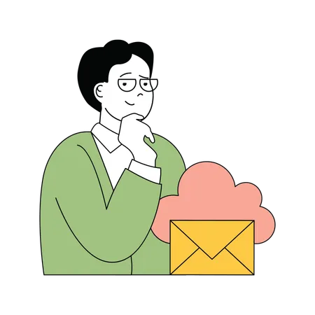 Guy showing cloud message  Illustration
