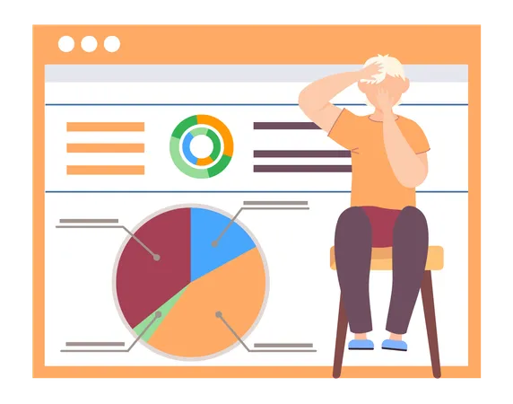 Guy showing profit page  Illustration