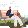 illustrations for guy sit on bench