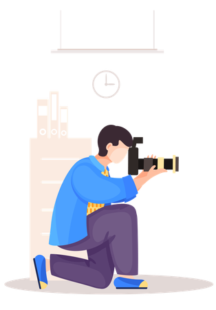 Guy sitting and adjusting the camera  Illustration