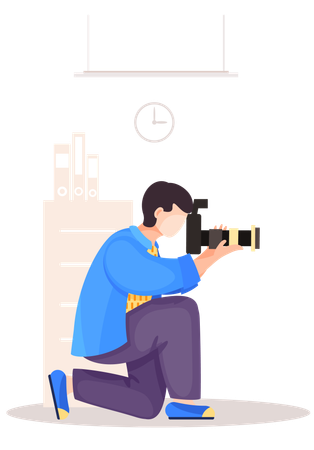 Guy sitting and adjusting the camera  Illustration