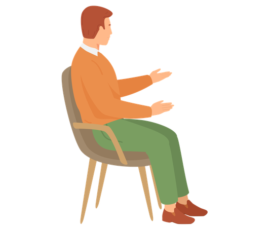 Guy sitting on chair and watching show  Illustration