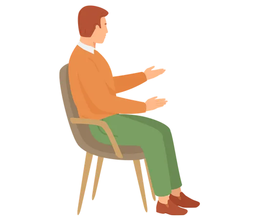 Guy sitting on chair and watching show  Illustration