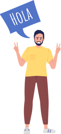 Guy speaking Spanish language Illustration
