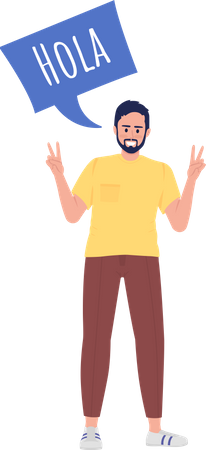 Guy speaking Spanish language  Illustration