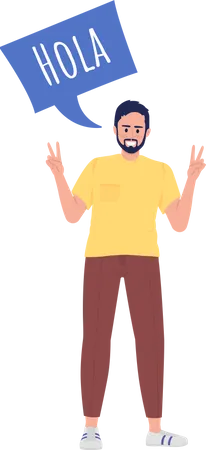 Guy speaking Spanish language  Illustration