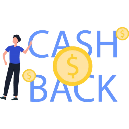 Guy Standing With Cash Back  Illustration