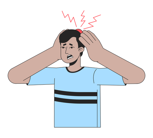 Guy suffers from headache  Illustration