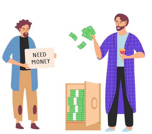 Guy that needs money and successful millionaire  Illustration