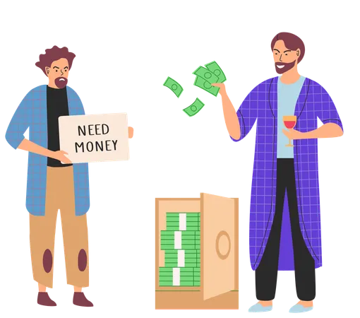 Guy that needs money and successful millionaire  Illustration